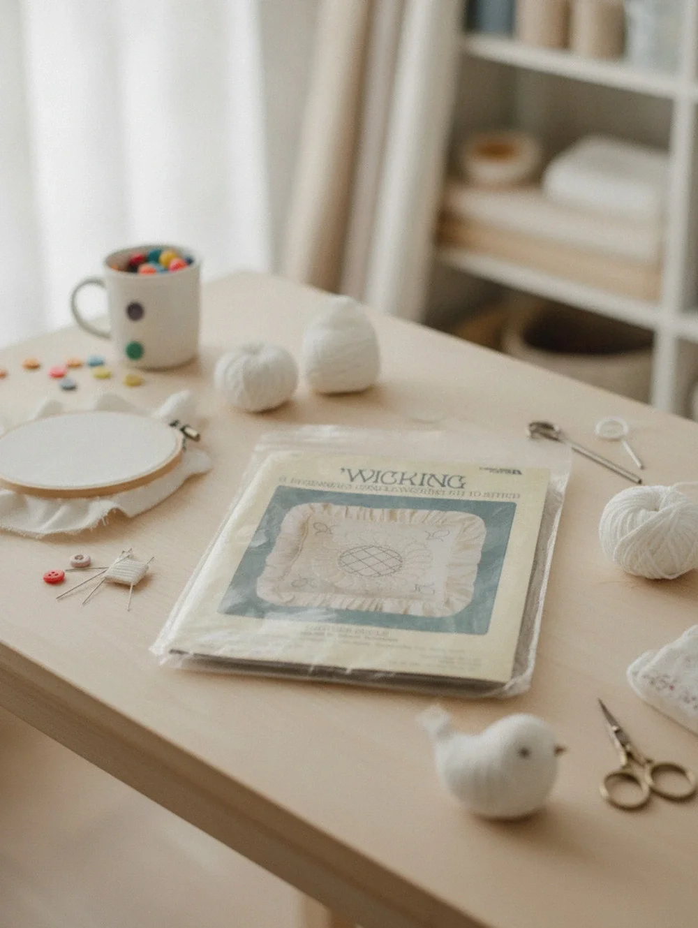 Leisure Arts 'Wicking' Beginner's Candlewicking Kit Feather Circle Design